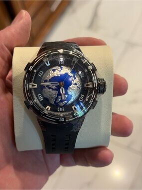 Invicta Celestial Elarion automatic Blue Dial World Map  Watch with Black Strap